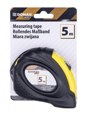 Mérőszalag, 5 m x 19 mm, DONAU "Safety", fekete-sárga